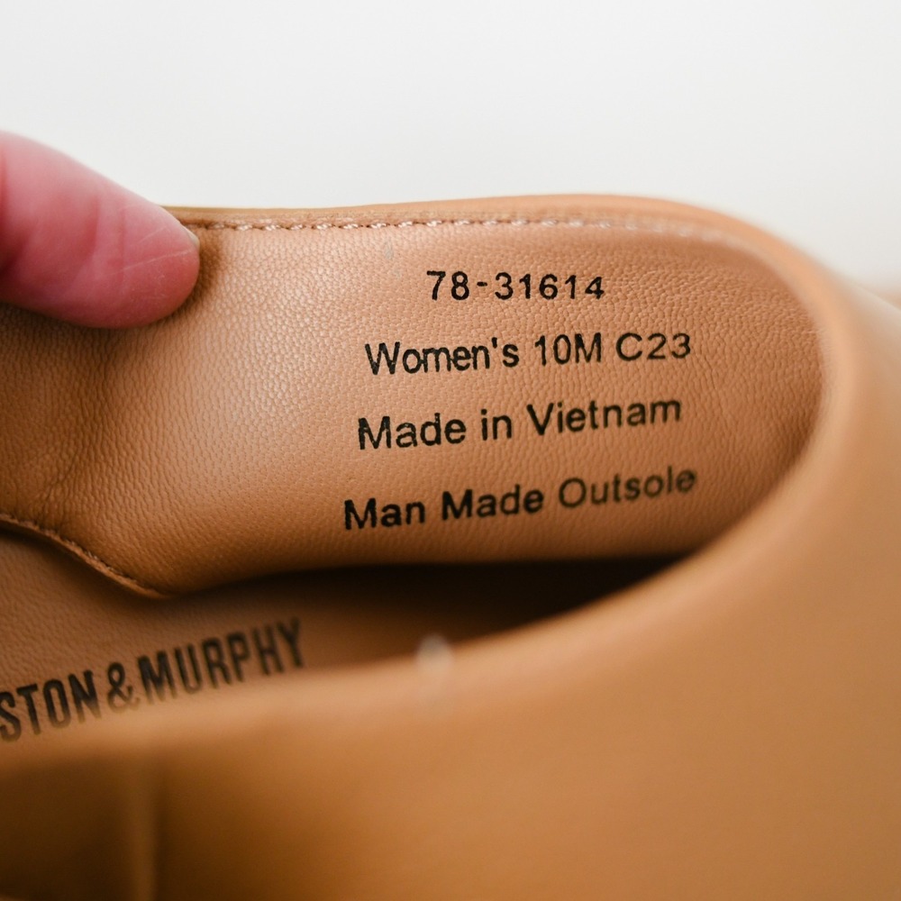 Johnston & Murphy Evelyn Open Toe Bootie Womens 10M Tan Glove Leather 3" Heel - Picture 6 of 7